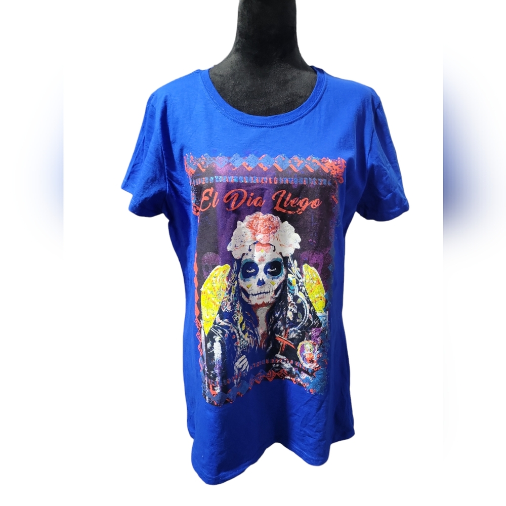 Dia De Los Muertos Tee Shirt XL Blue